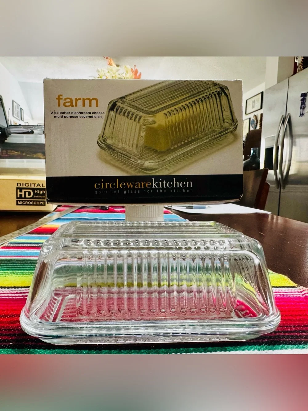 Circleware Kitchen Clear Glass Butter Dish - Farm Collection